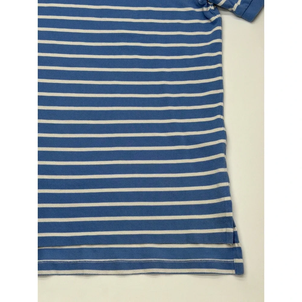 Polo Ralph Lauren Mens XL Blue White Striped Short Sleeve Pique‎ Polo Shirt Logo